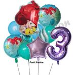 Parti Station Deniz Kızı Ariel 3 Yaş Mor Renk Balon Set Little Mermaid Balloon Set Deniz Kızı Ariel Doğum Günü Set