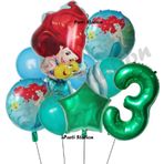 Parti Station Deniz Kızı Ariel 3 Yaş Yeşil Renk Balon Set Little Mermaid Balloon Deniz Kızı Ariel Doğum Günü Set