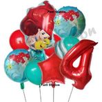 Parti Station Deniz Kızı Ariel 4 Yaş Kırmızı Renk Balon Set Little Mermaid Balloon Deniz Kızı Ariel Doğum Günü Set
