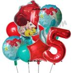 Parti Station Deniz Kızı Ariel 5 Yaş Kırmızı Renk Balon Set Little Mermaid Balloon Deniz Kızı Ariel Doğum Günü Set