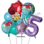 Parti Station Deniz Kızı Ariel 5 Yaş Mor Renk Balon Set Little Mermaid Balloon Set Deniz Kızı Ariel Doğum Günü Set