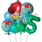 Parti Station Deniz Kızı Ariel 5 Yaş Yeşil Renk Balon Set Little Mermaid Balloon Deniz Kızı Ariel Doğum Günü Set