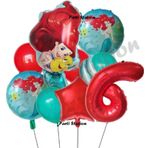 Parti Station Deniz Kızı Ariel 6 Yaş Kırmızı Renk Balon Set Little Mermaid Balloon Deniz Kızı Ariel Doğum Günü Set