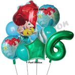 Parti Station Deniz Kızı Ariel 6 Yaş Yeşil Renk Balon Set Little Mermaid Balloon Deniz Kızı Ariel Doğum Günü Set