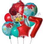 Parti Station Deniz Kızı Ariel 7 Yaş Kırmızı Renk Balon Set Little Mermaid Balloon Deniz Kızı Ariel Doğum Günü Set