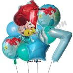 Parti Station Deniz Kızı Ariel 7 Yaş Mavi Renk Balon Set Little Mermaid Balloon Deniz Kızı Ariel Doğum Günü Seti