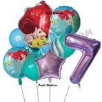 Parti Station Deniz Kızı Ariel 7 Yaş Mor Renk Balon Set Little Mermaid Balloon Set Deniz Kızı Ariel Doğum Günü Set