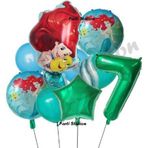 Parti Station Deniz Kızı Ariel 7 Yaş Yeşil Renk Balon Set Little Mermaid Balloon Deniz Kızı Ariel Doğum Günü Set