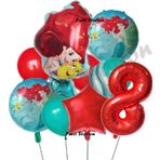 Parti Station Deniz Kızı Ariel 8 Yaş Kırmızı Renk Balon Set Little Mermaid Balloon Deniz Kızı Ariel Doğum Günü Set