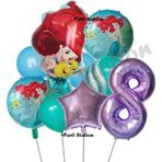 Parti Station Deniz Kızı Ariel 8 Yaş Mor Renk Balon Set Little Mermaid Balloon Set Deniz Kızı Ariel Doğum Günü Set