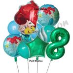 Parti Station Deniz Kızı Ariel 8 Yaş Yeşil Renk Balon Set Little Mermaid Balloon Deniz Kızı Ariel Doğum Günü Set