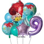 Parti Station Deniz Kızı Ariel 9 Yaş Mor Renk Balon Set Little Mermaid Balloon Set Deniz Kızı Ariel Doğum Günü Set