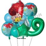 Parti Station Deniz Kızı Ariel 9 Yaş Yeşil Renk Balon Set Little Mermaid Balloon Deniz Kızı Ariel Doğum Günü Set