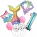 Parti Station Deniz Kızı Konsept 1 Yaş Balon Deniz Kızı Doğum Günü Set Yaş Balon