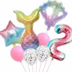 Parti Station Deniz Kızı Konsept 2 Yaş Balon Deniz Kızı Doğum Günü Set Yaş Balon