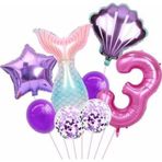 Parti Station Deniz Kızı Konsept 3 Yaş Balon Deniz Kızı Doğum Günü Set Yaş Balon Set
