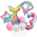 Parti Station Deniz Kızı Konsept 3 Yaş Balon Deniz Kızı Doğum Günü Set Yaş Balon