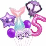 Parti Station Deniz Kızı Konsept 5 Yaş Balon Deniz Kızı Doğum Günü Set Yaş Balon Set