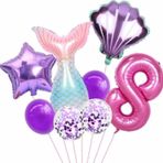 Parti Station Deniz Kızı Konsept 8 Yaş Balon Deniz Kızı Doğum Günü Set Yaş Balon Set