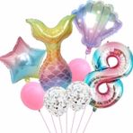 Parti Station Deniz Kızı Konsept 8 Yaş Balon Deniz Kızı Doğum Günü Set Yaş Balon
