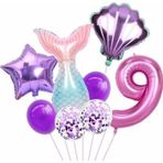 Parti Station Deniz Kızı Konsept 9 Yaş Balon Deniz Kızı Doğum Günü Set Yaş Balon Set