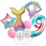Parti Station Deniz Kızı Konsept 9 Yaş Deniz Kızı Balon Doğum Günü Set Yaş Balon