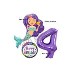Parti Station Deniz Kızı Mermaid Mor Rakam Temalı 4 Yaş Balon Seti Doğum Günü Dekorasyonu PSMERMAİDBS-1