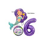 Parti Station Deniz Kızı Mermaid Mor Rakam Temalı 6 Yaş Balon Seti Doğum Günü Dekorasyonu PSMERMAİDBS-1