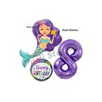 Parti Station Deniz Kızı Mermaid Mor Rakam Temalı 8 Yaş Balon Seti Doğum Günü Dekorasyonu PSMERMAİDBS-1