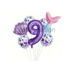 Parti Station Deniz Kızı Mor 9 Yaş Folyo Balon Set PSDNZMR
