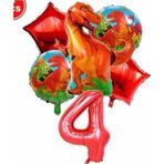 Parti Station Dinazor Konsept 4 Yaş Balon Set Dinazor T-Rex Konsept Doğum Günü Set Yaş Balon Set
