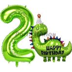 Parti Station Dinozor Balon 2 Yaş Balon Set Dinozor Konsept Balon Ve Yeşil Renk Rakam Balon