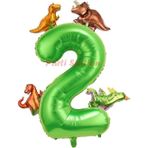Parti Station Dinozor Konsept Yeşil Rakam 2 Yaş Balon Yeşil Renk Dinazor Yaş Balon Uçan Helyum Sayı Balon