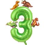 Parti Station Dinozor Konsept Yeşil Rakam 3 Yaş Balon Yeşil Renk Dinazor Yaş Balon Uçan Helyum Sayı Balon
