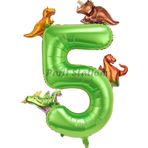 Parti Station Dinozor Konsept Yeşil Rakam 5 Yaş Balon Yeşil Renk Dinazor Yaş Balon Uçan Helyum Sayı Balon