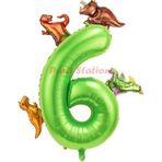 Parti Station Dinozor Konsept Yeşil Rakam 6 Yaş Balon Yeşil Renk Dinazor Yaş Balon Uçan Helyum Sayı Balon