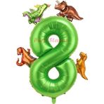 Parti Station Dinozor Konsept Yeşil Rakam 8 Yaş Balon Yeşil Renk Dinazor Yaş Balon Uçan Helyum Sayı Balon