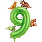 Parti Station Dinozor Konsept Yeşil Rakam 9 Yaş Balon Yeşil Renk Dinazor Yaş Balon Uçan Helyum Sayı Balon
