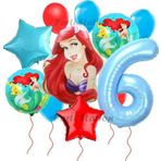 Parti Station Disney Prensesi Deniz Kızı Prenses Ariel Konsept 6 Yaş Doğum Günü Balon Set Aquaman Ariel Balon Set