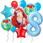 Parti Station Disney Prensesi Deniz Kızı Prenses Ariel Konsept 8 Yaş Doğum Günü Balon Set Aquaman Ariel Balon Set