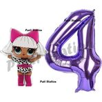 Parti Station Diva Bebek 4 Yaş Balon Ve Mor Rakam Balon Doğum Günü Parti Set