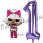 Parti Station Diva Lol Bebek 1 Yaş Balon Ve Mor Rakam Balon Doğum Günü Parti Set