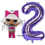 Parti Station Diva Lol Bebek 2 Yaş Balon Ve Mor Rakam Balon Doğum Günü Parti Set