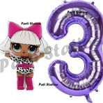 Parti Station Diva LOL Bebek 3 Yaş Balon ve Mor Rakam Balon Doğum Günü Parti Set