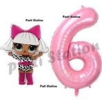 Parti Station Diva Lol Bebek 6 Yaş Balon Ve Pembe Rakam Balon Doğum Günü Parti Set