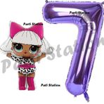 Parti Station Diva Lol Bebek 7 Yaş Balon Ve Mor Rakam Balon Doğum Günü Parti Set
