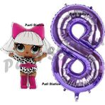 Parti Station Diva Lol Bebek 8 Yaş Balon Ve Mor Rakam Balon Doğum Günü Parti Set