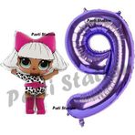 Parti Station Diva Lol Bebek 9 Yaş Balon Ve Mor Rakam Balon Doğum Günü Parti Set