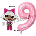 Parti Station Diva Lol Bebek 9 Yaş Balon Ve Pembe Rakam Balon Doğum Günü Parti Set