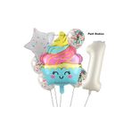 Parti Station Dondurma Cupcake 1 Yaş Doğum Günü Balon Set PSCUPCAKE